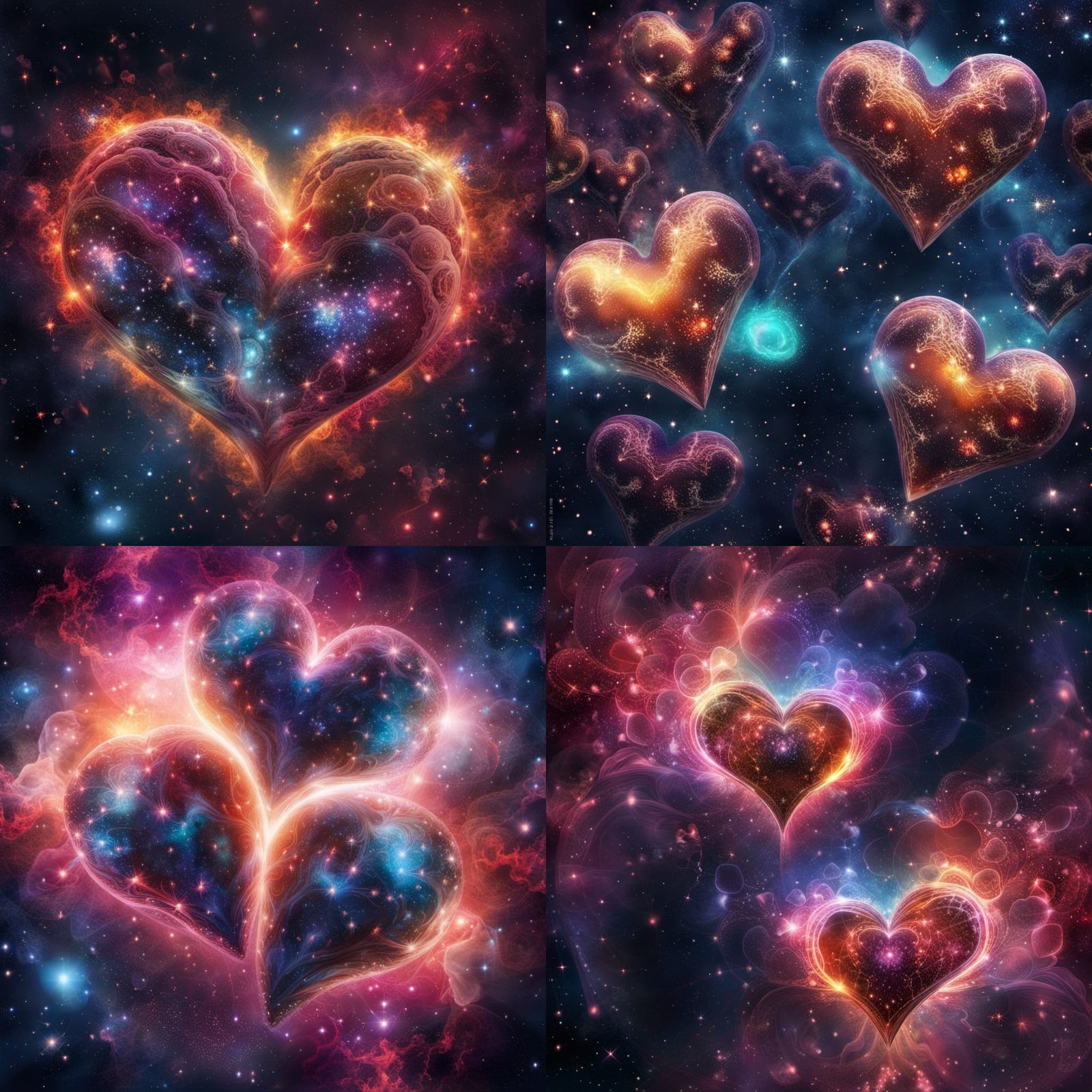 Surreal Cosmic Hearts in Epic Digital Rendering