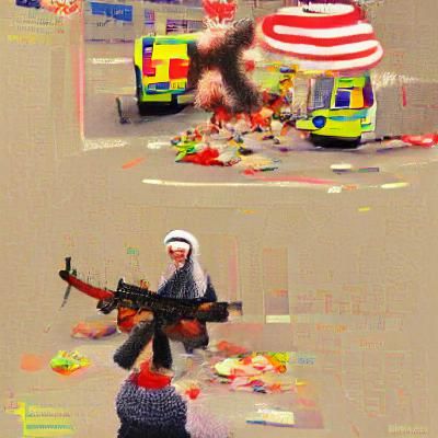 A Scene of Chaos and Destruction in a Post-Catastrophic Land...