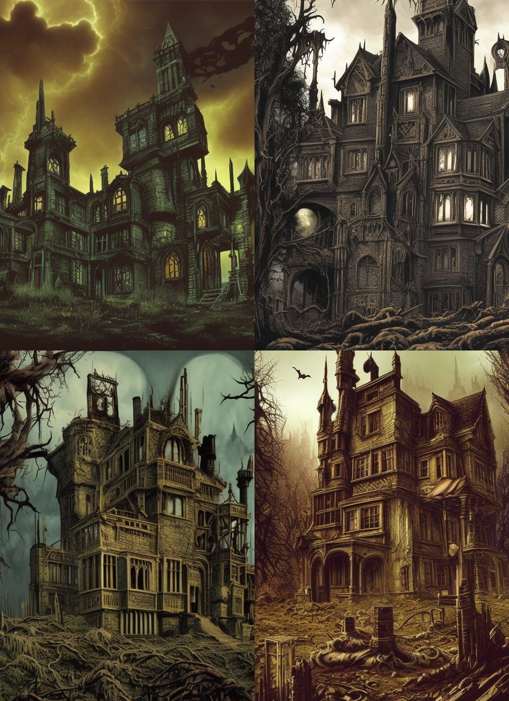 Cyberpunk Gothic Mansions in a devastated wasteland