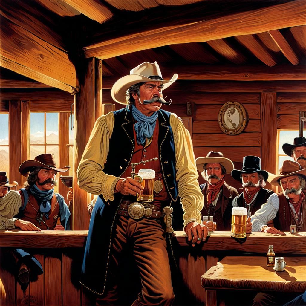 Venerable Saloon Cowboy Sports a Legendary Mustache