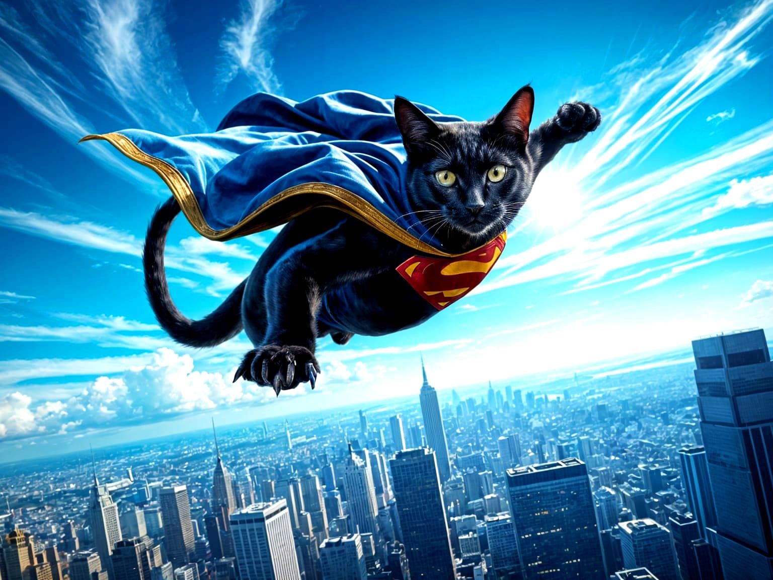 Super Cat Soars Through the Skies in Cyberpunk Concept Art
