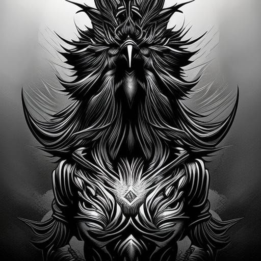 Epic Digital Rooster Portrait in Comic Book Art Style