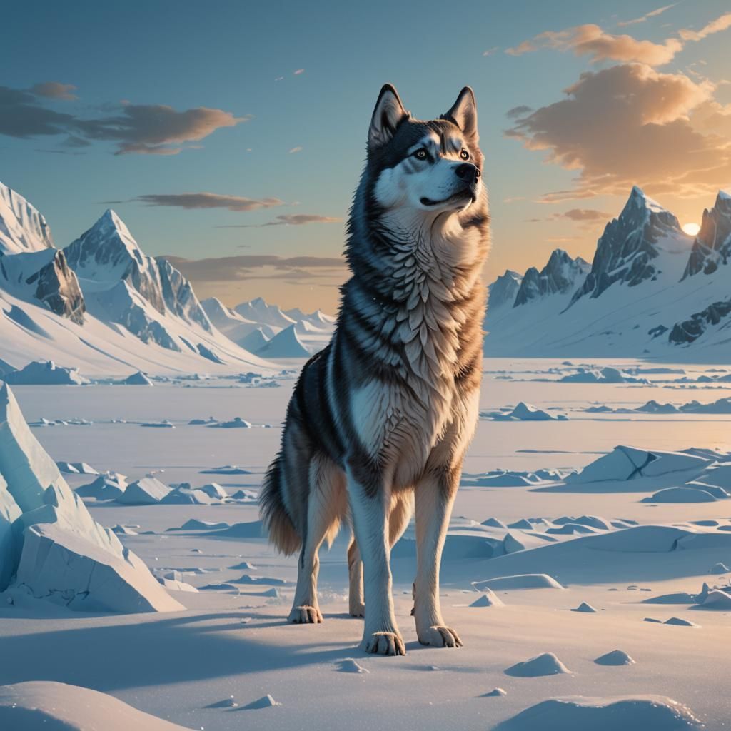 Majestic Female Husky in Antarctic Splendor