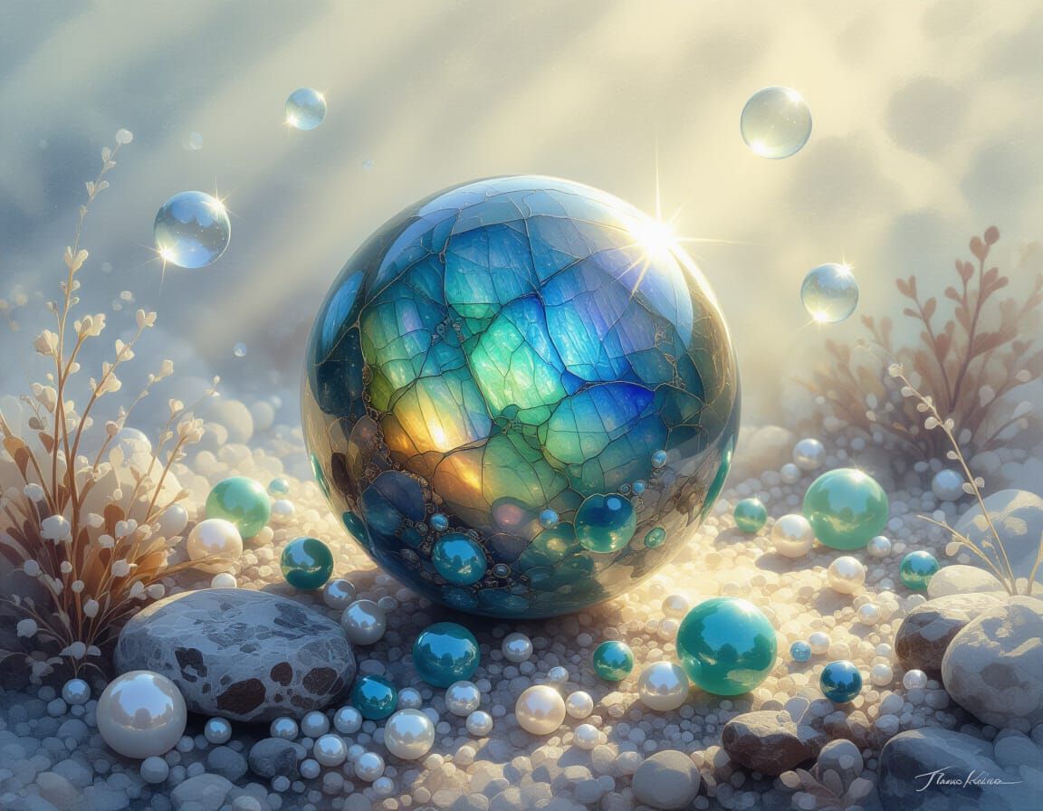 Ethereal Frozen Bubbles with Luminescent Gemstones