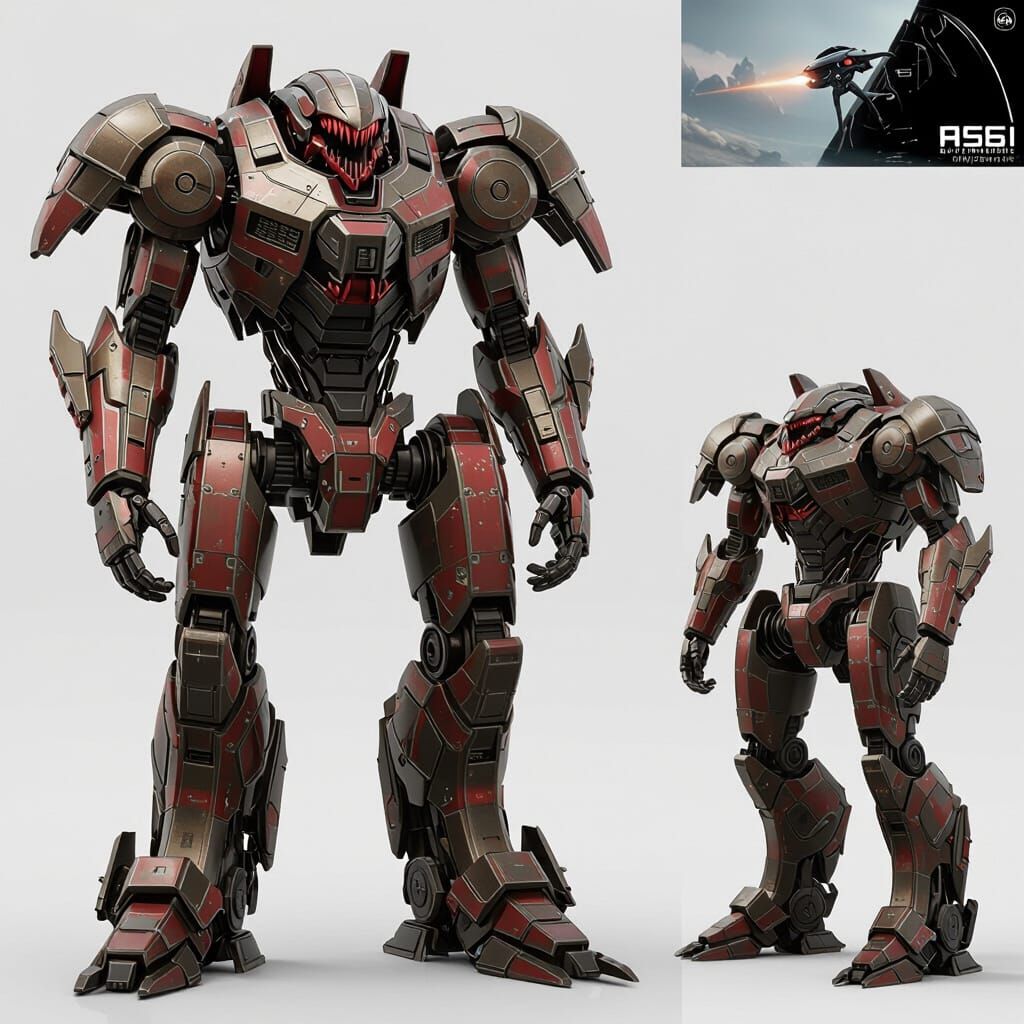 Red Kaiju Jaeger Hybrid Infected Apex with Sharp Teeth