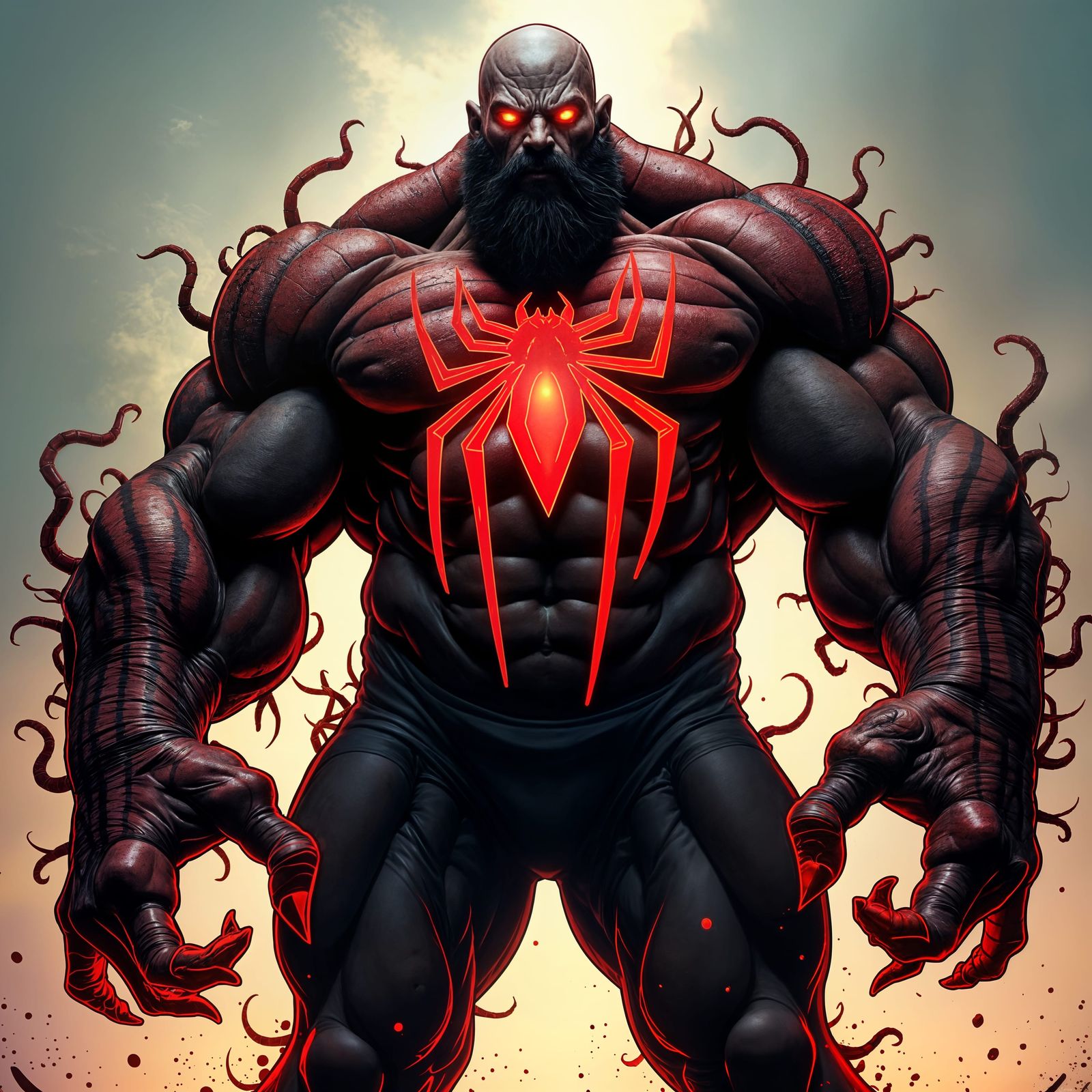 Neon Hero with Tribal Spider-Crab Emblem