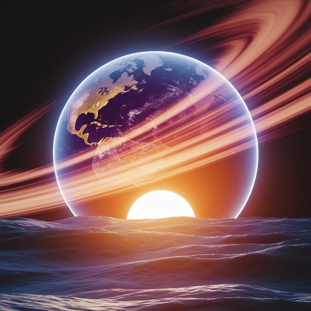 Earthrise Over Moon Horizon in Vibrant 3D Render