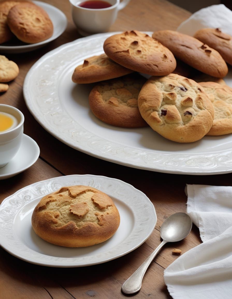 Warm Homely Still Life with Fresh Baked Goods