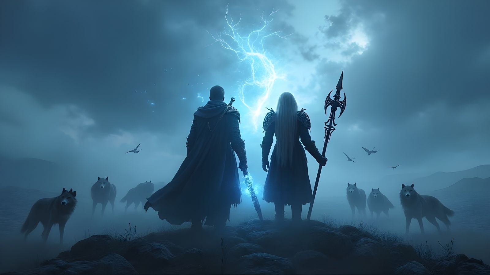 Ancient Warriors Stand Guard Under Mystical Twilight Skies