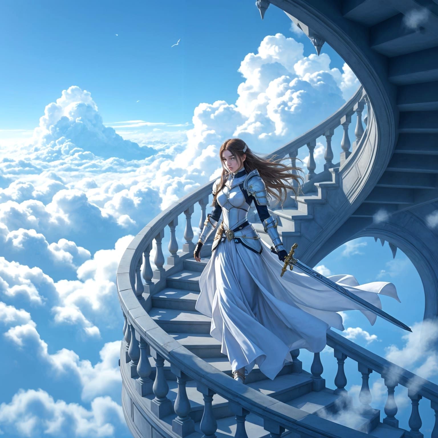 Ethereal Knight Ascends to Serene Skies