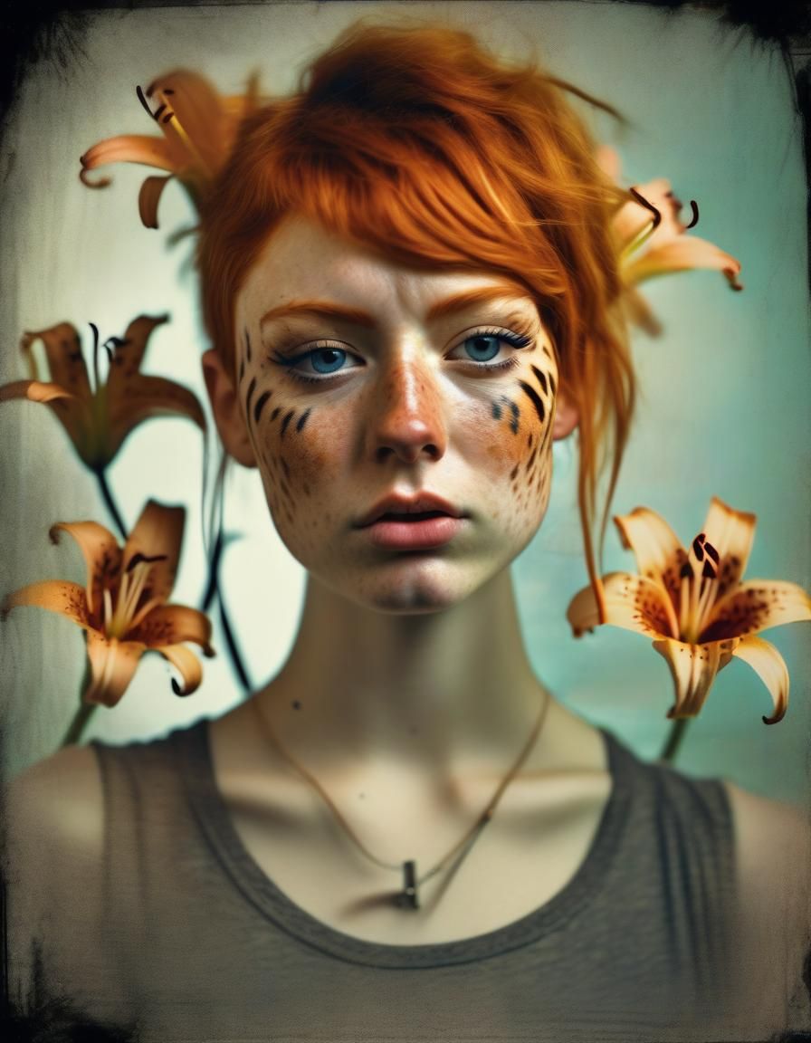 Young Grunge Goddess in Solargraphy Holoportrait