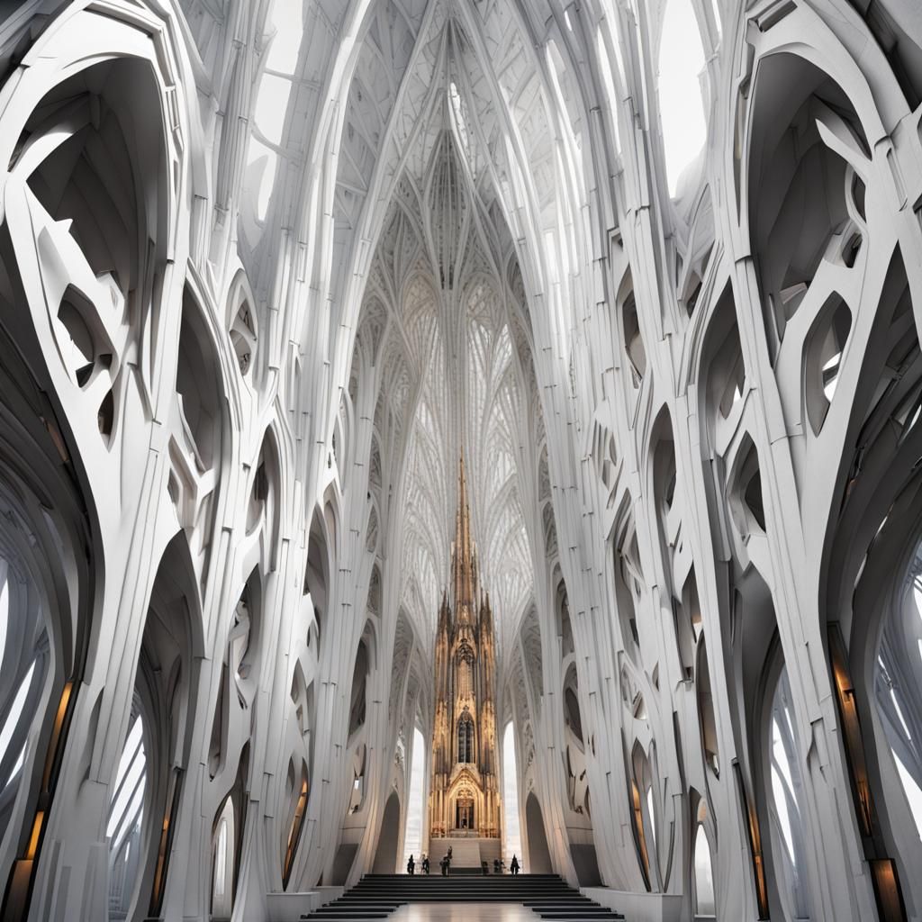 Spectacular Futuristic Cathedral in Cyberpunk Style