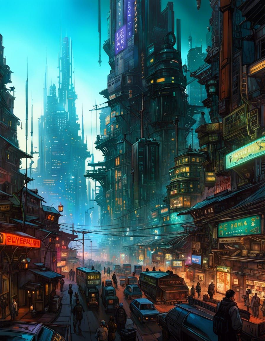 Cyberpunk Cityscape: A Maximalist Fantasy Masterpiece