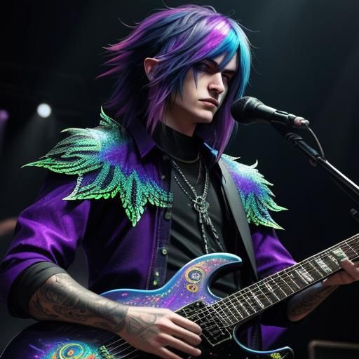 Cyberpunk Emo Rockstar in Glory