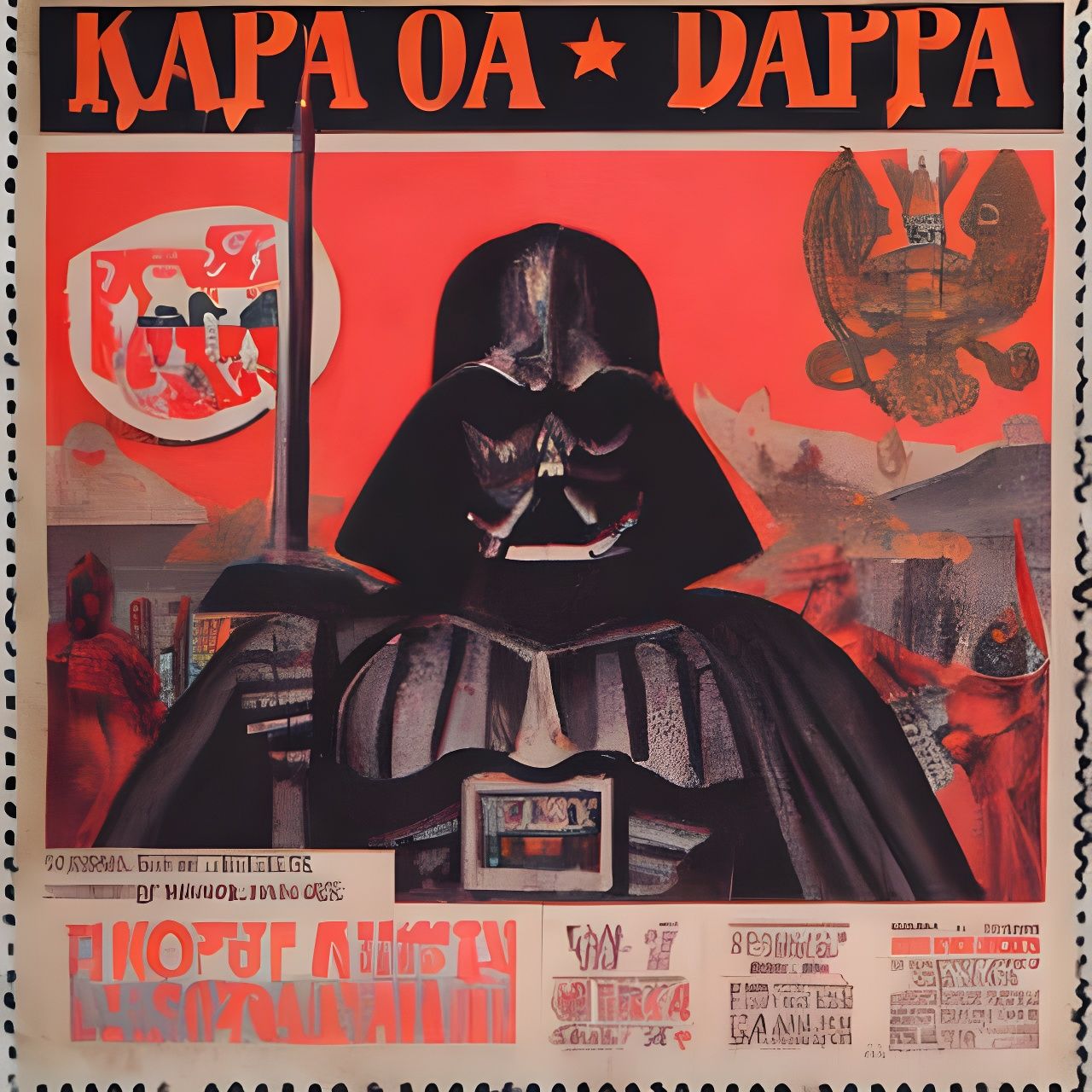 Darth Vader as Soviet Patriot in a Vintage Stamp
