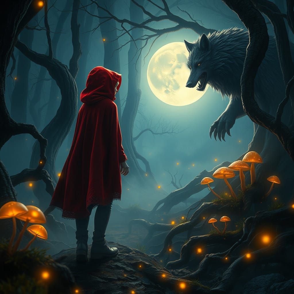 Little Red Riding Hood Confronts the Big Bad Wolf in a Haunt...
