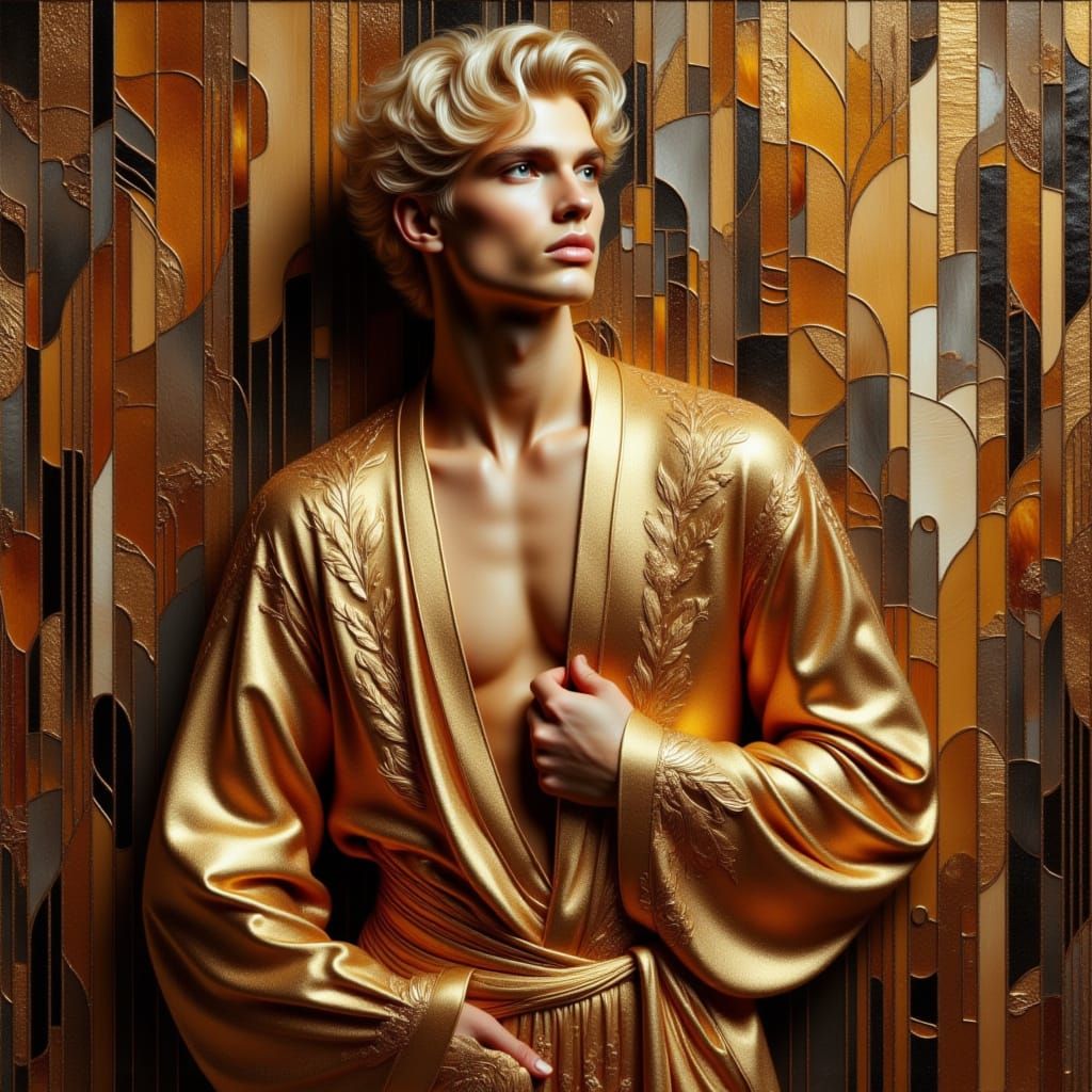 Art Deco Man in Gold Robe