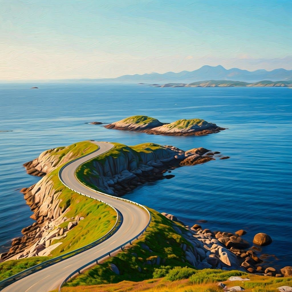 Craggy Coast Highway Amidst Crashing Waves and Misty Veil