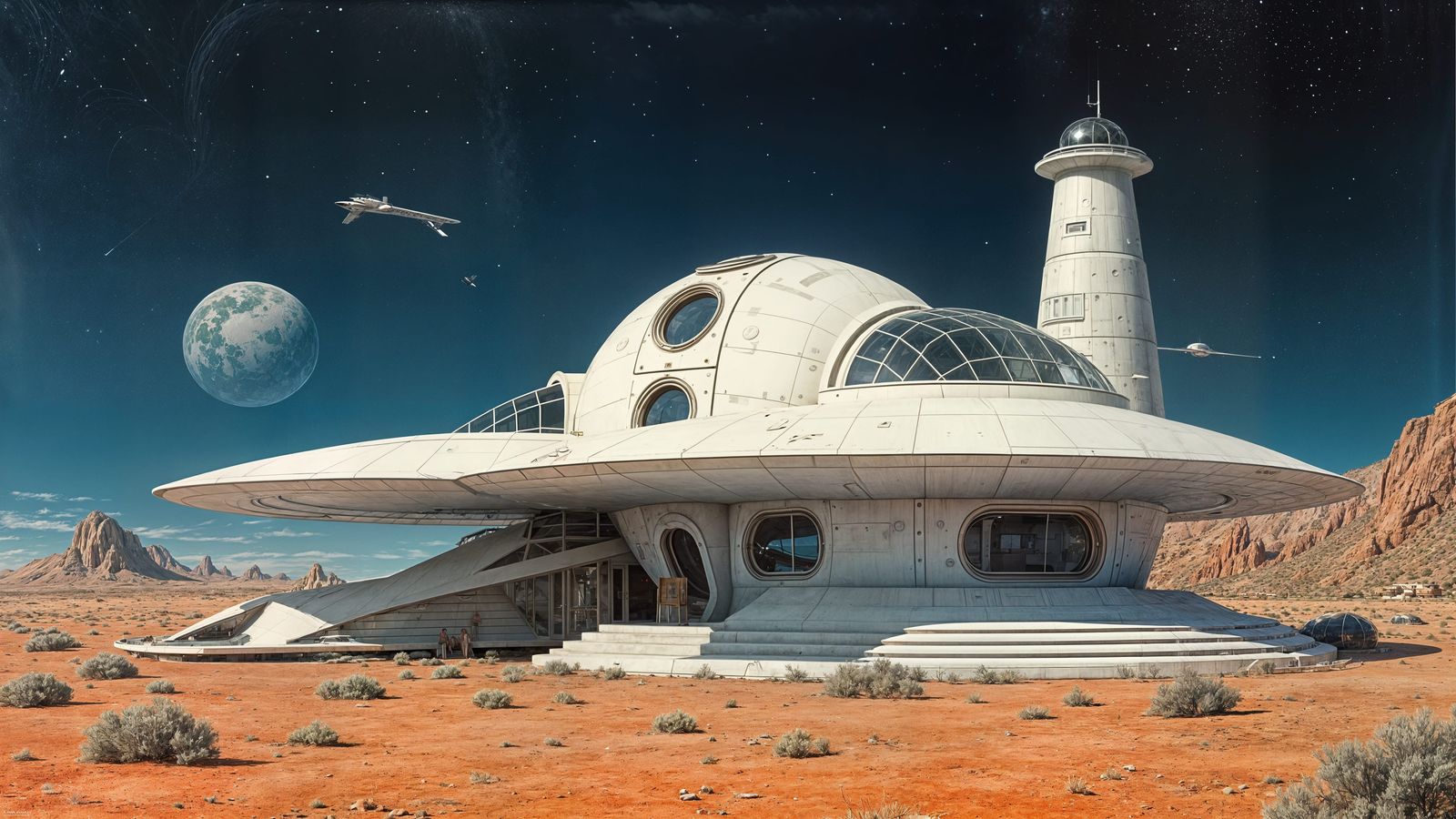 Whisperpoint Station on the Exoplanet RX-Erebus 7, on the fringe of a dying solar system orbiting a red dwarf.