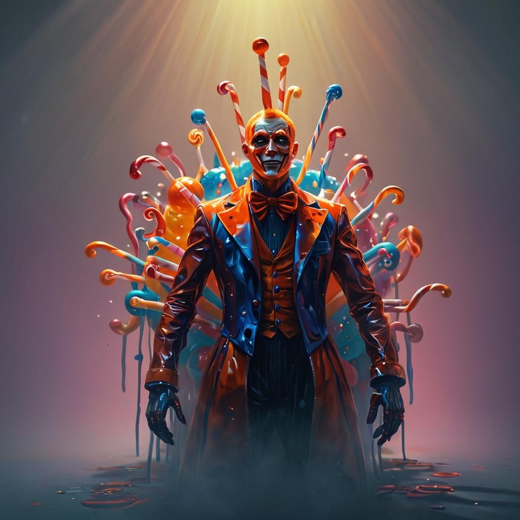 Hyperrealistic Carnival Icon in Vibrant Triadic Colors