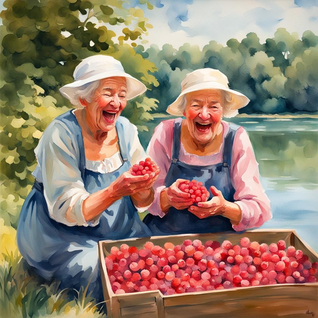 Vibrant Harvest Scene in Loose Watercolor Style