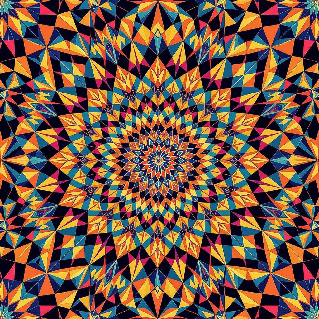 Mesmerizing Mirrored Kaleidoscope in Geometric Style