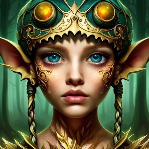 Whimsical Enchanted Forest Creature in Vibrant Triadic Color...