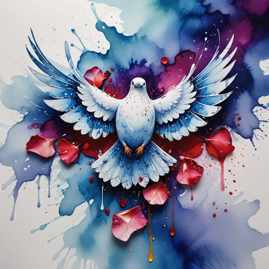 Fallen Rose Petals: Watercolor and Ink