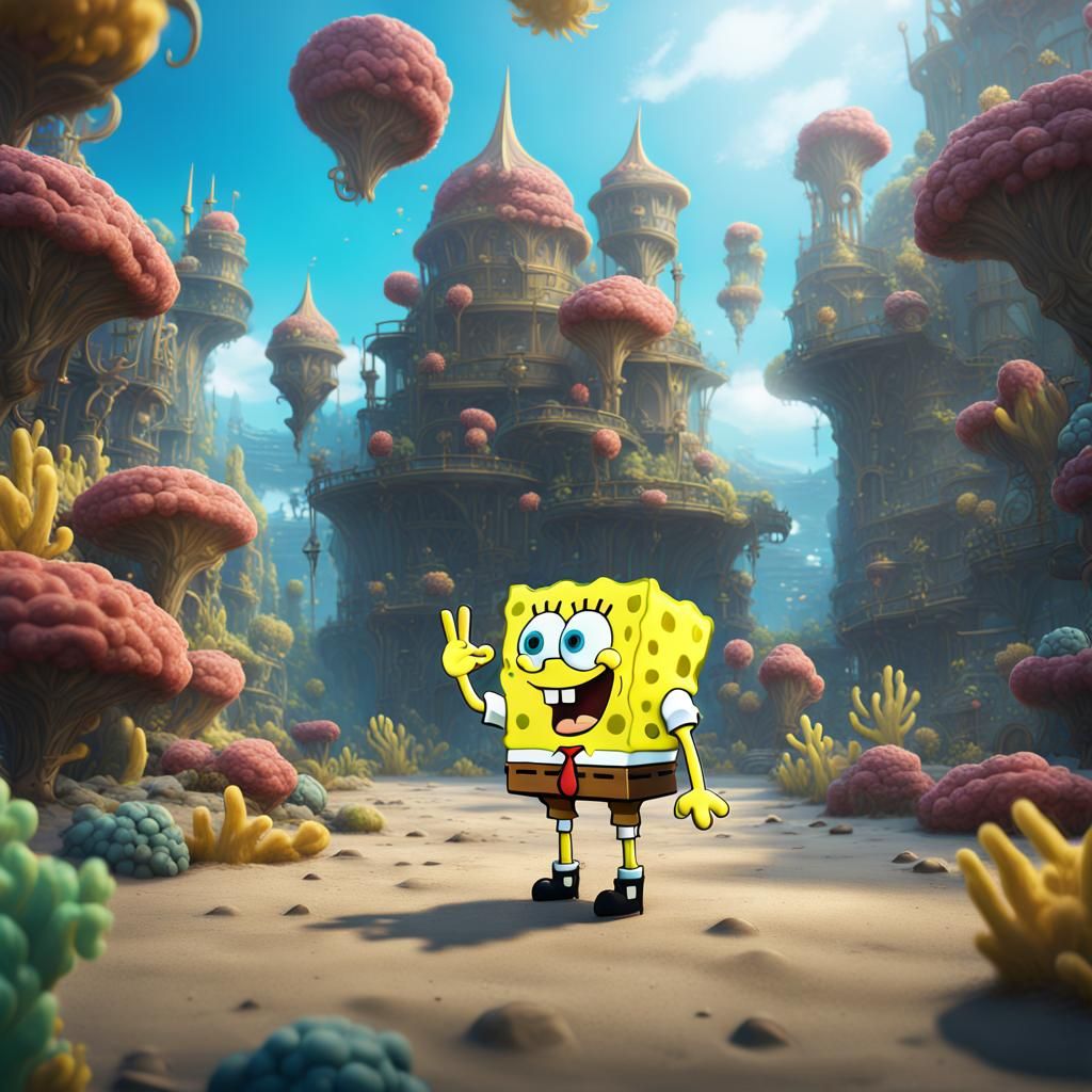 Anime SpongeBob Concept Art in Unreal Engine 5