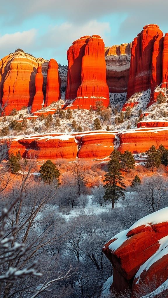 Snowy Red Rocks of Sedona in Winter