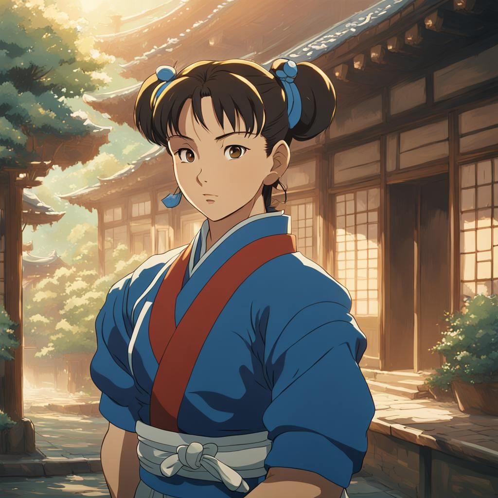 Chun Li in Vibrant Studio Ghibli Anime Visual