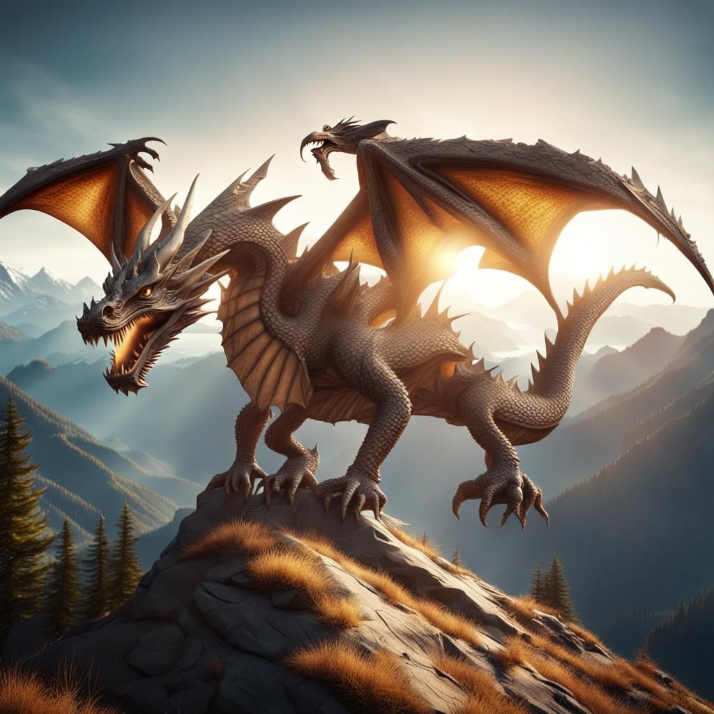 Dragon Soars Over Majestic Mountain Peaks in Vivid 8K Detail