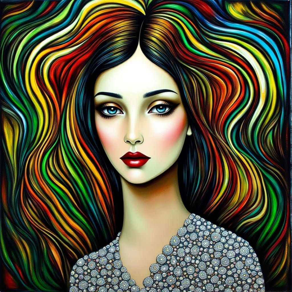 Beautiful Girl in Metallic Silver Lace