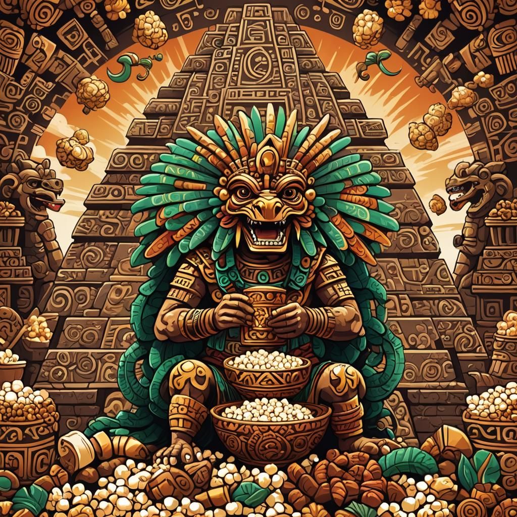 Ancient Aztec Quetzalcoatl in Aztec Pyramid Setting, Enjoyin...