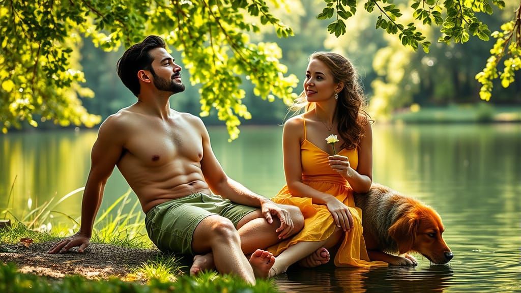 Serene Lakeside Moment in Natural Beauty