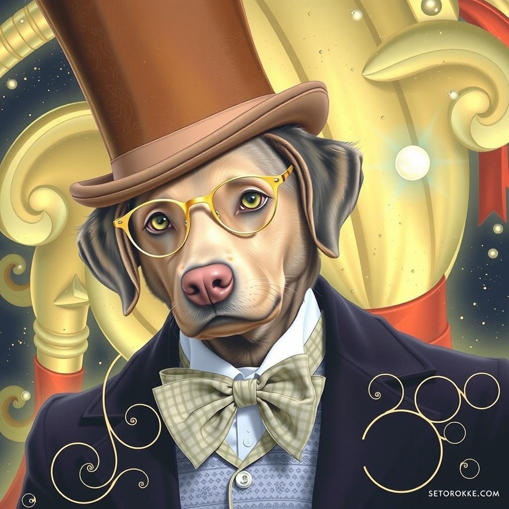 Golden Labrador Wonka in Whimsical 8K Portrait