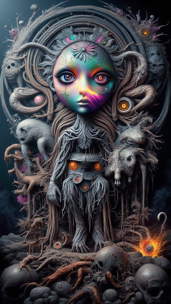 Surreal Papercraft Alien World in Psychedelic Digital Style