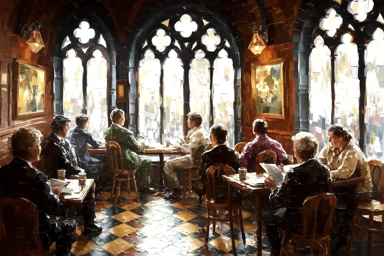 Warmth and Solace in a Rainy Afternoon Coffee House Scene, i...