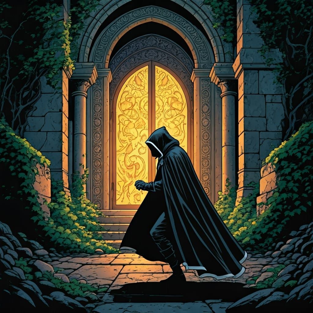 Mysterious Renaissance Man in Palace Ruins