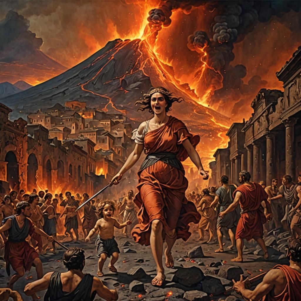 Dramatic Volcanic Eruption in Ancient Pompeii