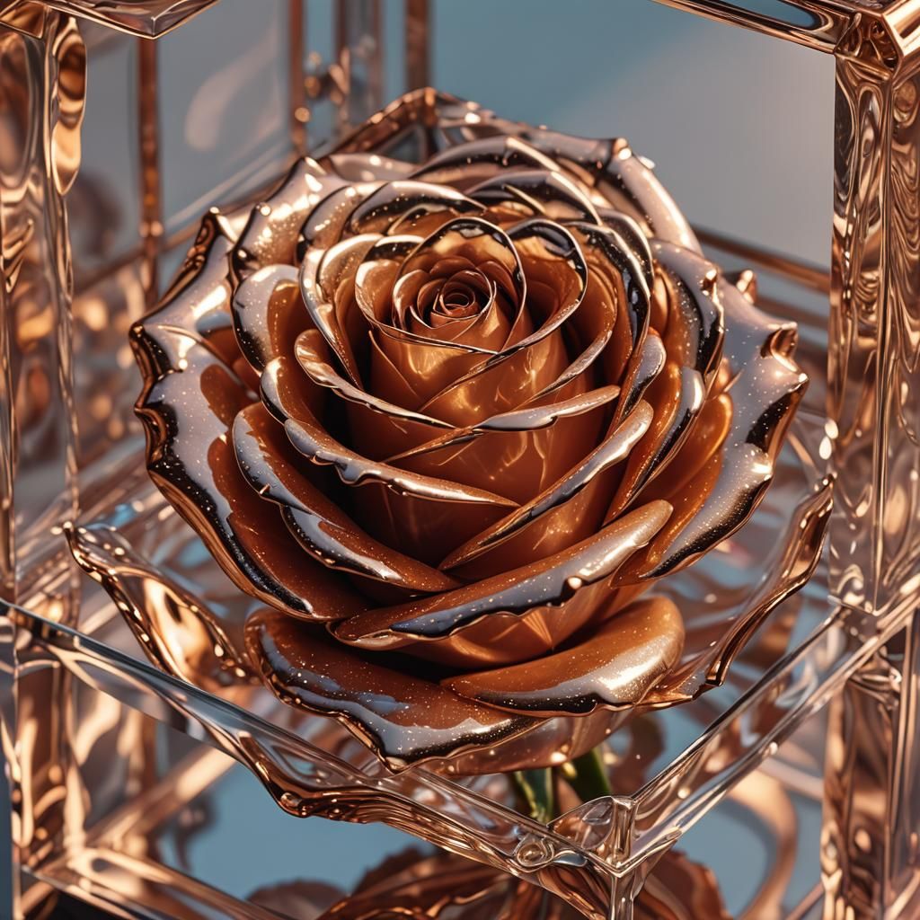 Elegant Rose Gold Rose in Luxurious Glass Enclosure