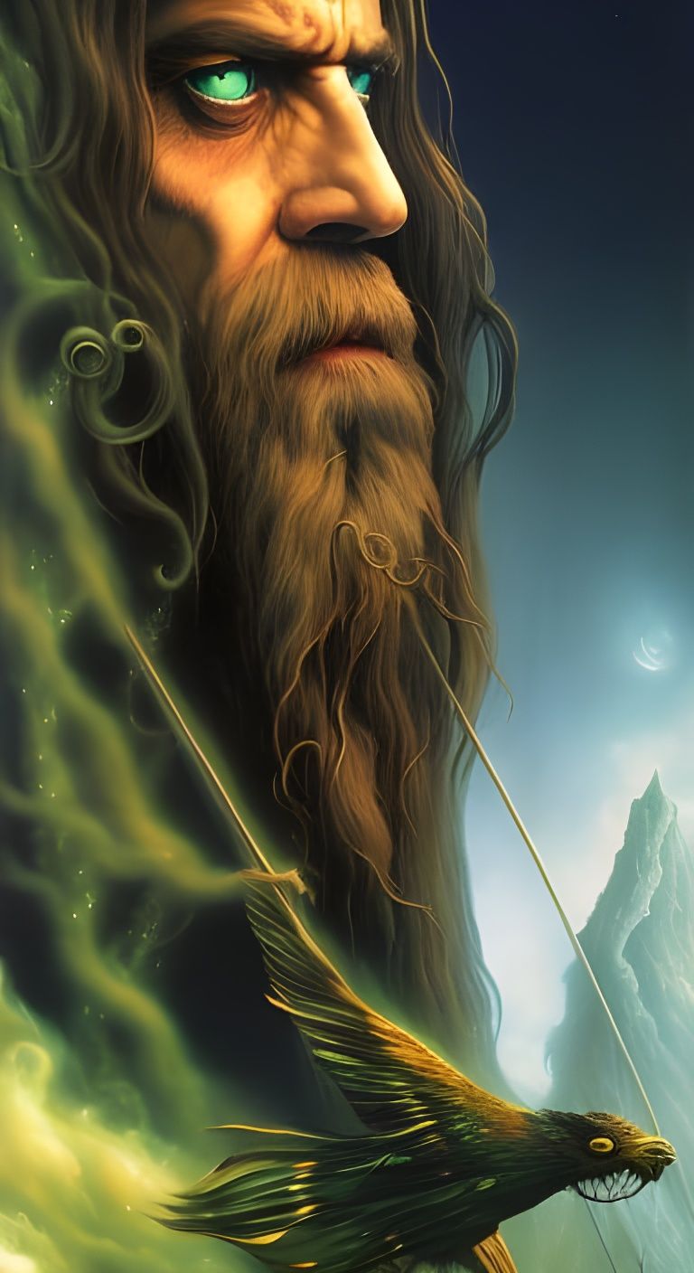 Wizard Face Cliff in Hyperrealistic Photoillustration