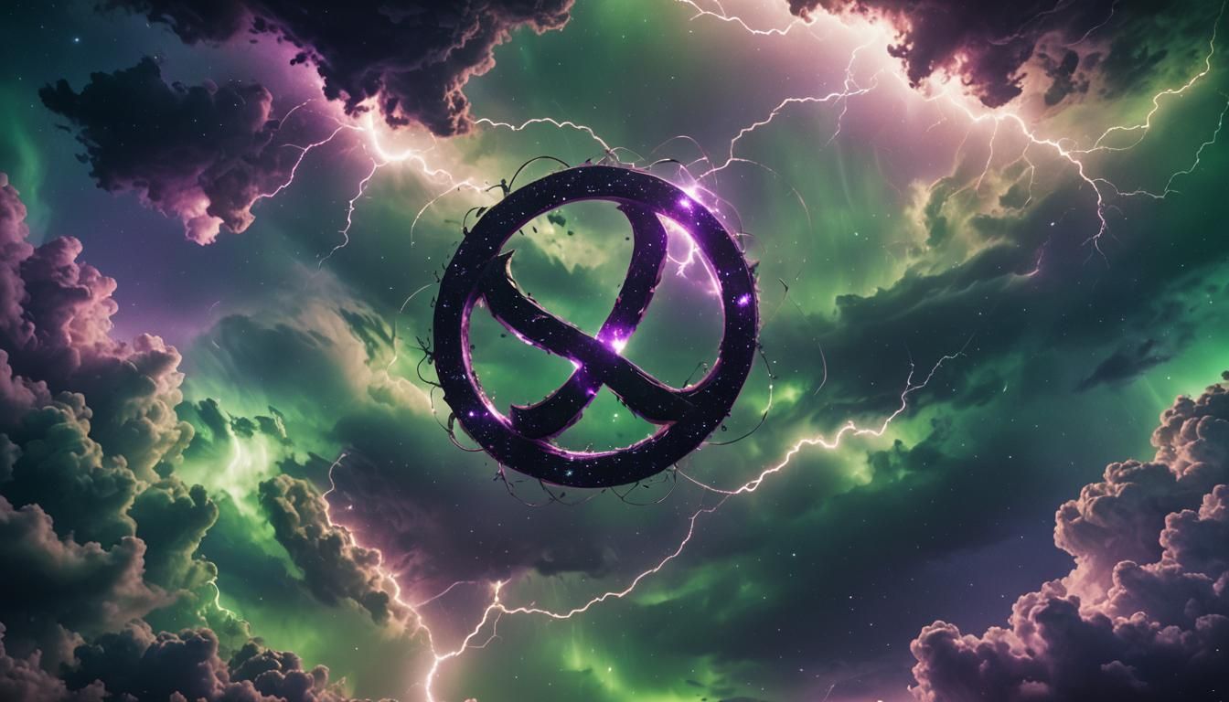 Stunning Cinematic Masterpiece: A Purple and Green Symbol So...