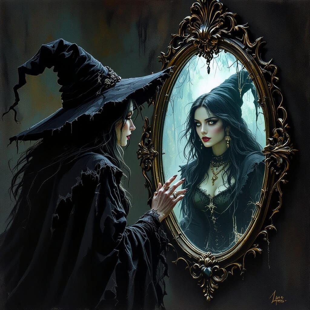 Wicked Witch Sees Younger Self in Antique Mirror