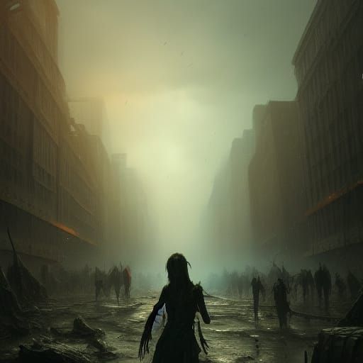 Dark Fantasy Zombie Apocalypse in Vibrant Colors