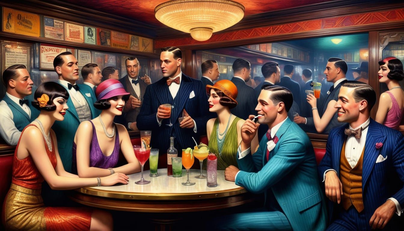 1920s Speakeasy Scene in Detailed Digital Art