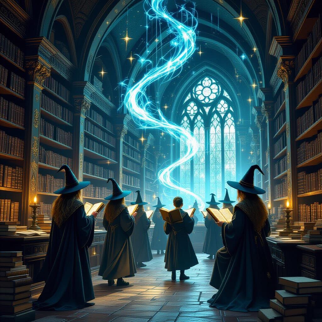 Ancient Magic Library with Young Wizards