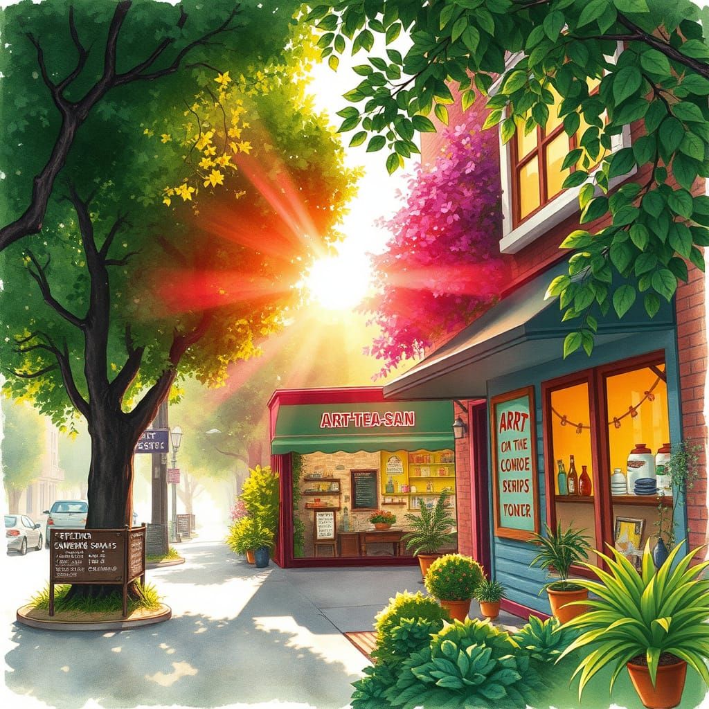 Vibrant Art Studio in Watercolour Illustration Style
