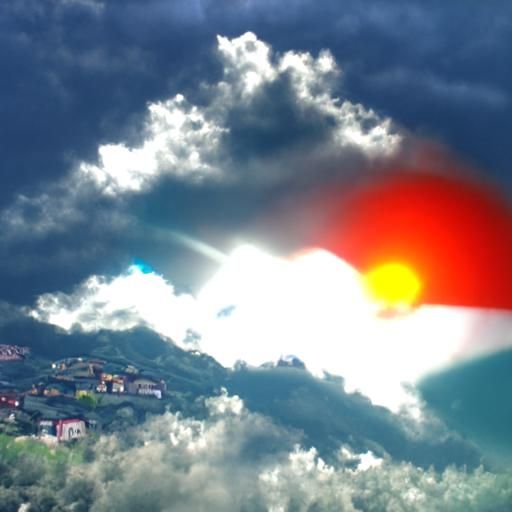 Serenity Over Italian Coastline as Italian Flag Waves in the...