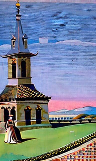 Vicar in 19th Century Attire, Pointing Gun, with daughters i...